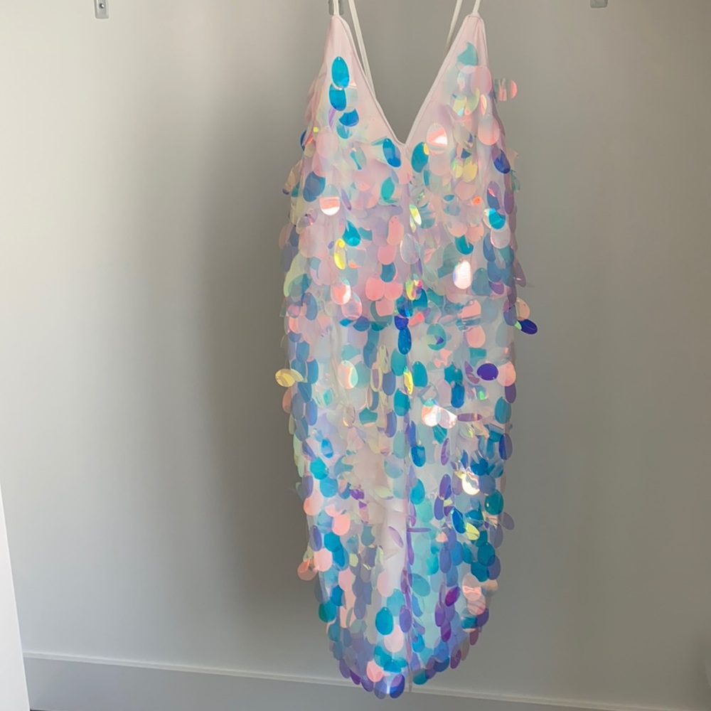 Plus size Sequin cross back dress